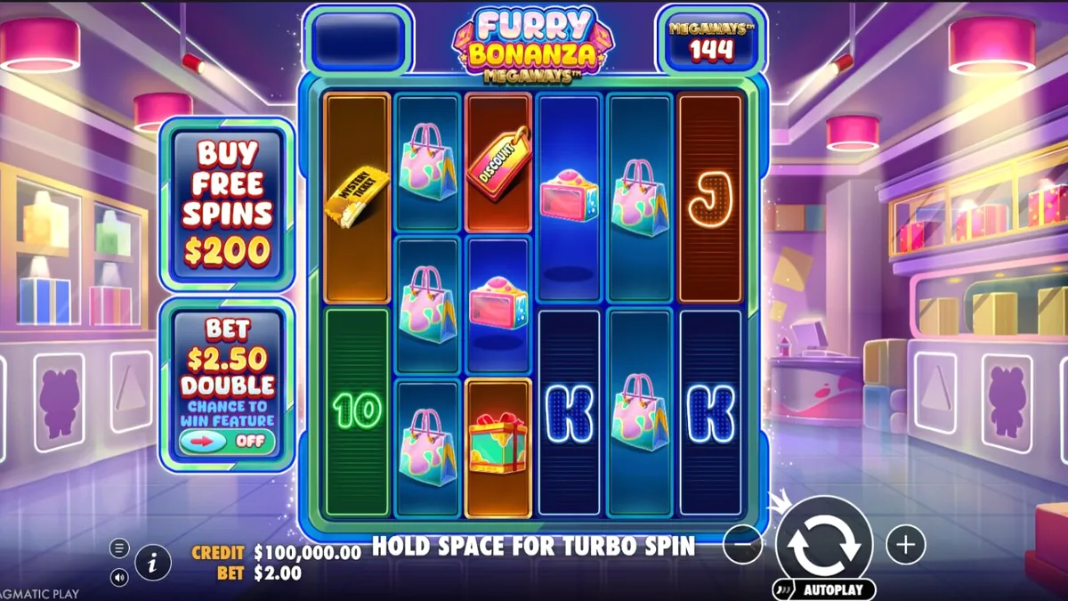 Makulay na disenyo ng Furry Bonanza Megaways na may mga cute na bear at mahiwagang kagubatan