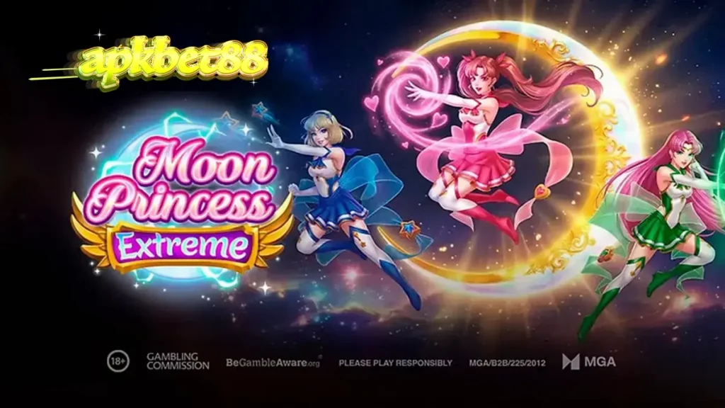 Tampilan visual karakter Love, Star, dan Storm dalam slot Moon Princess Extreme